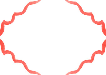 シンプルな波線で囲った赤色の水彩イラスト