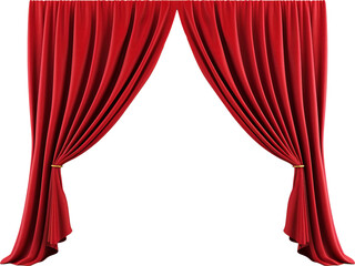 Obraz premium Red curtain isolated on transparent background. PNG