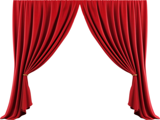 Red curtain isolated on transparent background. PNG