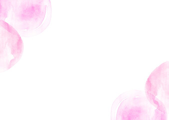 ピンクの水彩のにじんだ円が並んだイラスト素材