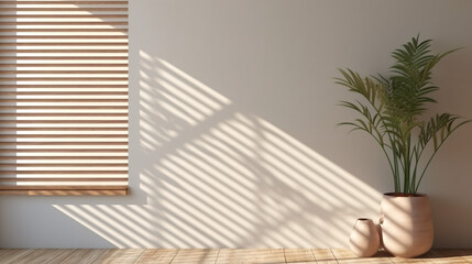 3d rendering of the room corner and window with sunlight effect