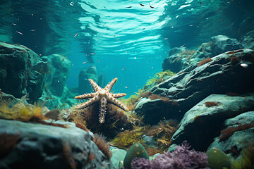 Naklejka na ściany i meble Underwater photography. Starfish