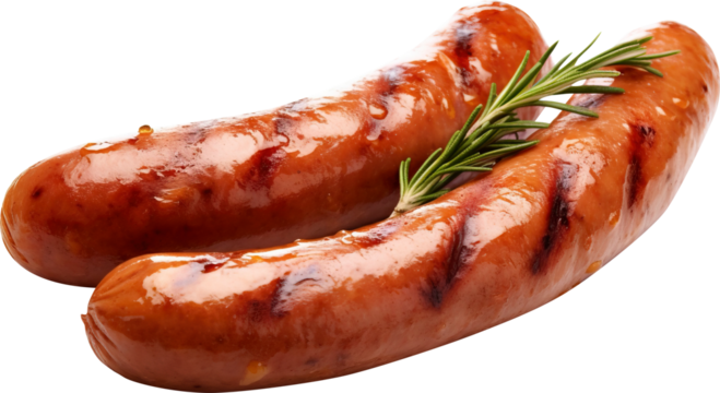 Sausage isolated on transparent background. PNG