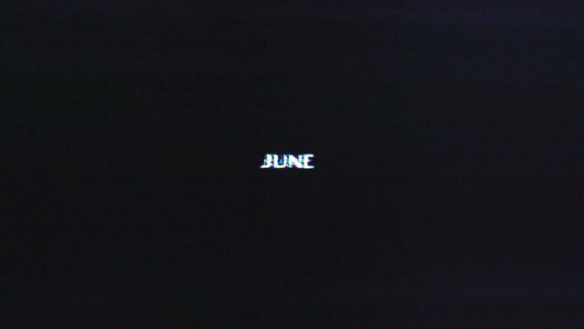 June glitch pixel stretching or sorting effect on dark blue grainy background