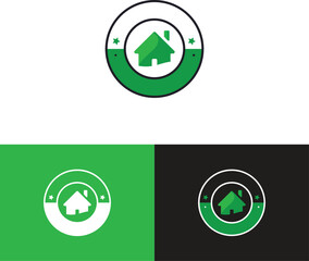 creative home smart logo detailing with clean background home emblems, houses and plants stay at home - symbols for social media