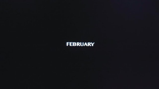 Month of February in small white text with minor pixel sorting CRT circuit bending retro effects