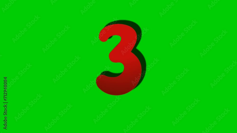 Poster number 3 three sign symbol animation motion graphics on green screen background,drop down cartoon nu