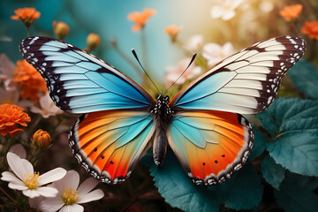 A close up of a colorful beautiful butterfly with an isolated background