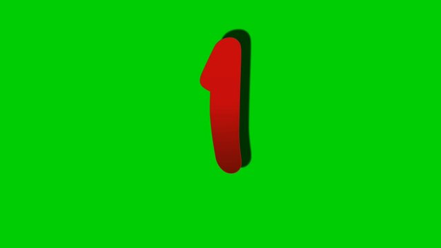 Number 1 one sign symbol animation motion graphics on green screen background,drop down cartoon number video number for video elements