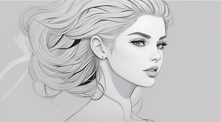 Obraz premium Illustration of a woman with flowing hair on a Women's Day background.