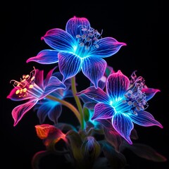 Borage Flower neon Color AI Generated pictures