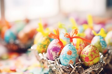 Fototapeta na wymiar chocolate eggs wrapped in foil, assorted colors, closeup