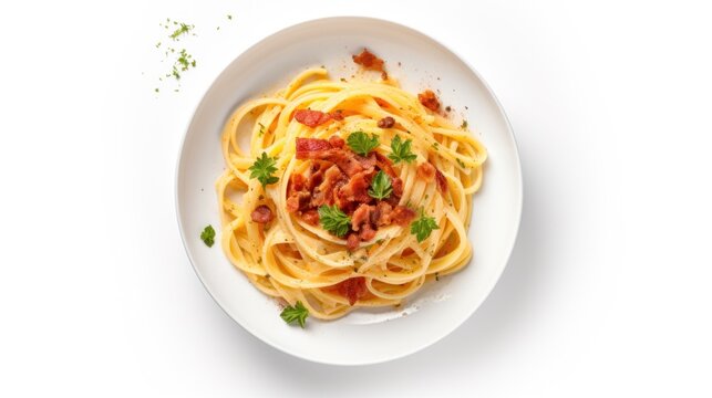 A white plate topped with spaghetti and meat