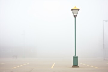 isolated lamp post in a foggy environment