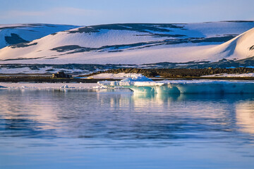 View in to land at svalbard in the midnight sun