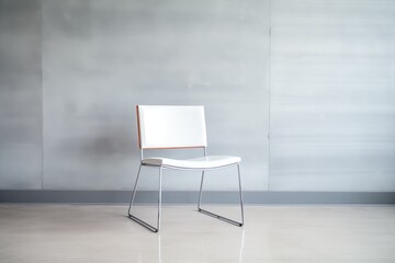 sleek white modernist chair against a plain gray wall