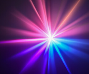 Obraz premium Iridescent sparkling glow. Led neon purple pink gold glowing. Refraction of rays through a prism.