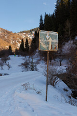 traffic sign in the mountains