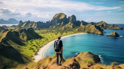 Obraz premium Scenic View of Coastal Cliffs and Crystal Blue Waters