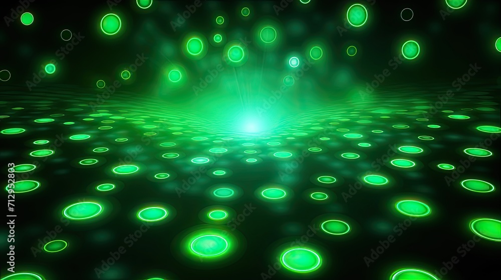 Aufkleber background with green circles arranged in a repeating pattern with a motion blur effect and light st