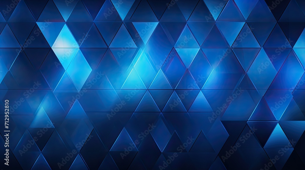 Poster background with blue triangles arranged in a grid pattern with a chromatic aberration effect and fil