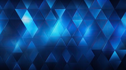 Background with blue triangles arranged in a grid pattern with a chromatic aberration effect and film grain - obrazy, fototapety, plakaty