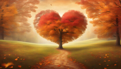 heart in the autumn forest