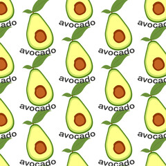 seamless pattern with fruits avocado leaf vector