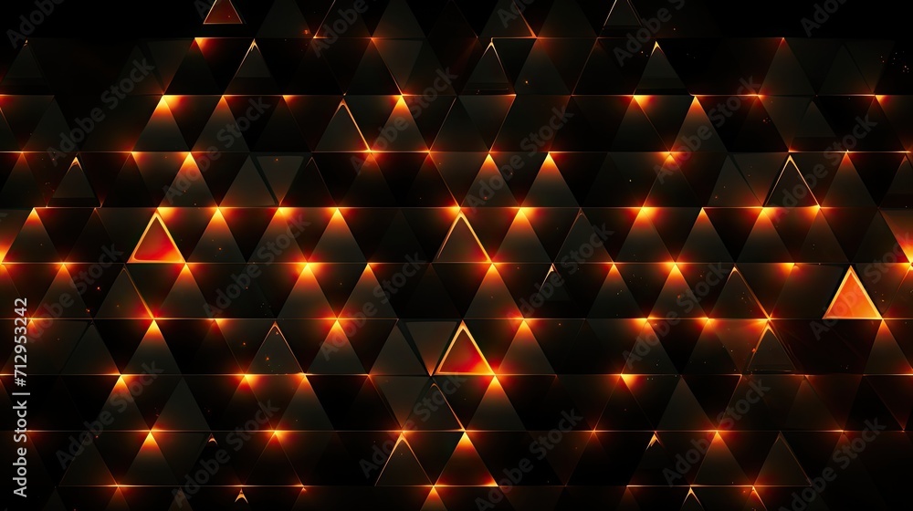 Aufkleber background with neon orange triangles arranged in a honeycomb pattern with a glitch effect and digit