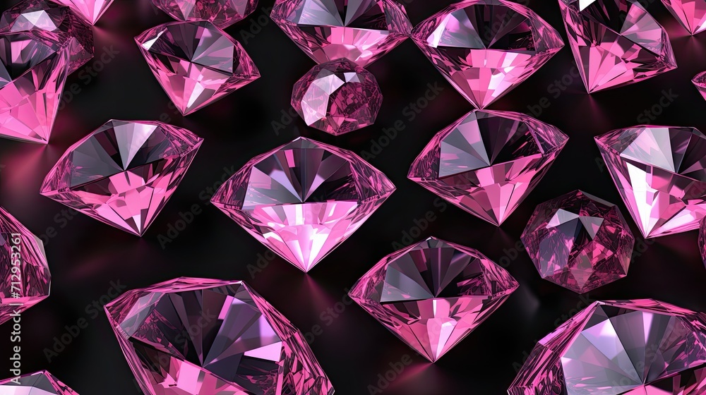 Poster background with neon pink diamonds arranged in a repeating pattern with a chromatic aberration effec