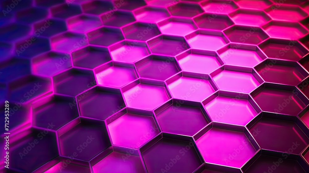 Poster background with neon pink hexagons arranged in a checkerboard pattern with a chromatic aberration ef