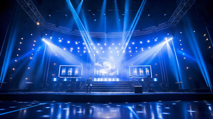 Concert stage with blue spotlight