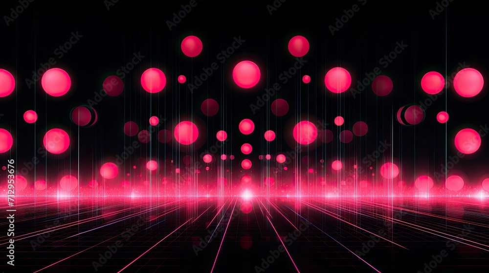 Fototapete background with pink circles arranged in a repeating pattern with a glitch effect and digital distor