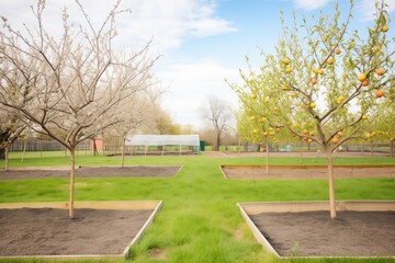 fruit trees with ground cover crops