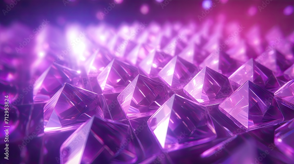 Aufkleber background with purple diamonds arranged in a checkerboard pattern with a neon glow effect and lens 