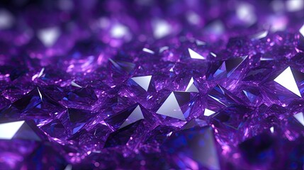 Background with purple diamonds arranged in a diamond pattern with a 3d effect and particle system - obrazy, fototapety, plakaty