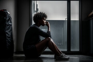 a depressed person suffering from depression due to poverty, loneliness, broken dreams and work - obrazy, fototapety, plakaty