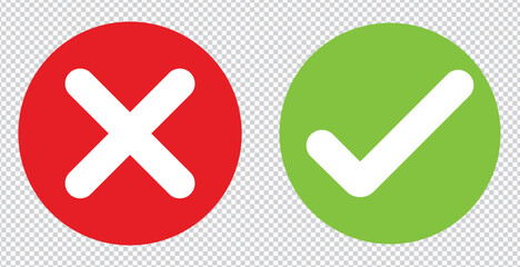 Fototapeta premium Cross & check mark icons, flat round buttons set. Vector EPS10