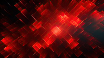 Background with red squares arranged in a diamond pattern with a glitch effect and digital distortion - obrazy, fototapety, plakaty
