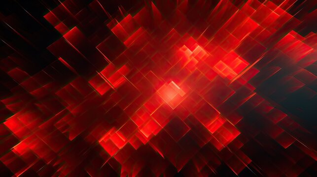Background with red squares arranged in a diamond pattern with a glitch effect and digital distortion