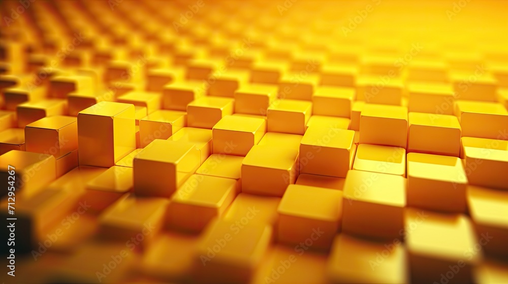 Leinwandbilder background with yellow squares arranged in a diamond pattern with a bokeh effect and color grading
