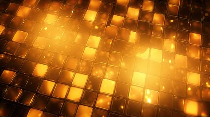 Background with yellow squares arranged in a diamond pattern with a bokeh effect and color grading