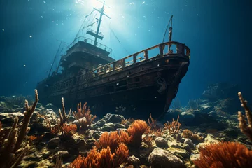 Tuinposter Shipwreck on the seabed © wendi