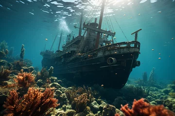 Foto auf Acrylglas Shipwreck on the seabed © wendi