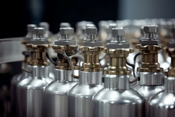 Bottle valve gas. Metallic and universal containers with tight lids. Generate AI