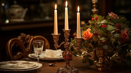 Vintage Candlestick. Banner with place for text