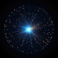 glowing thin line moving showing fast movement connecting thousend dots in network 