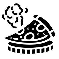 Pizza slice with pepperoni flat icon for apps and websites