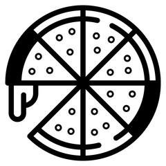 Pizza slice outline style vector icon