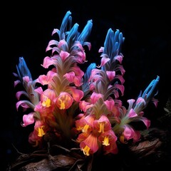 Broomrape Flower neon Color AI Generated pictures